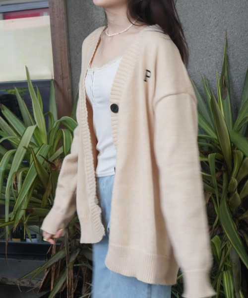 Ada.(エイダ)の「ワンポイント刺繍ルーズカーディガン(カーディガン/ボレロ・レディース・ベージュ/サンドベージュ/ブラック/グレー・FREE)」の19枚目の写真