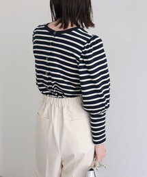 ボリューム袖 ボーダーカーディガン