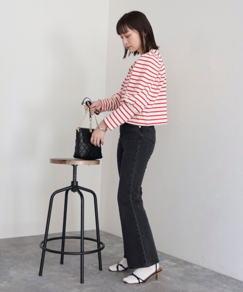 fredy emue（フレディエミュ）の「ボリューム袖 ボーダーカーディガン（カーディガン/ボレロ・レディース・ブルー系その他/ホワイト系その他/レッド系その他・38）」の5枚目の写真