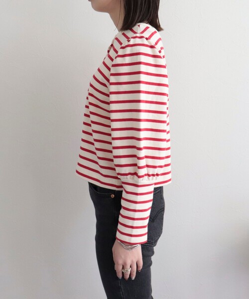 fredy emue（フレディエミュ）の「ボリューム袖 ボーダーカーディガン（カーディガン/ボレロ・レディース・ブルー系その他/ホワイト系その他/レッド系その他・38）」の9枚目の写真