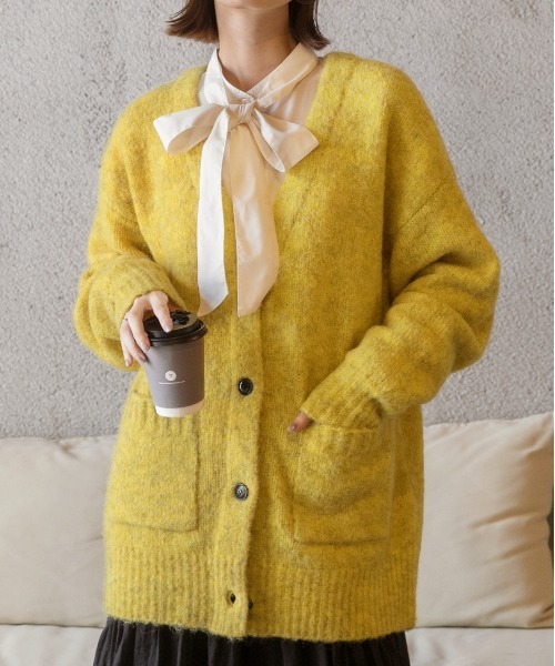 ad thie（アドティエ）の「ブークレー カーディガン（カーディガン/ボレロ・レディース・ブルー/モカ/イエロー/ベージュ/チャコール/杢グレー/ピンク・FREE）」の6枚目の写真