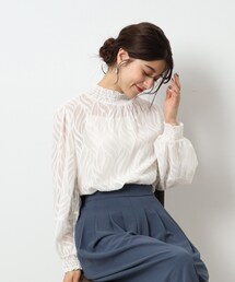 DRESKIP | 【2点セット】シアージャガードシャーリングブラウス+キャミソール(シャツ/ブラウス)