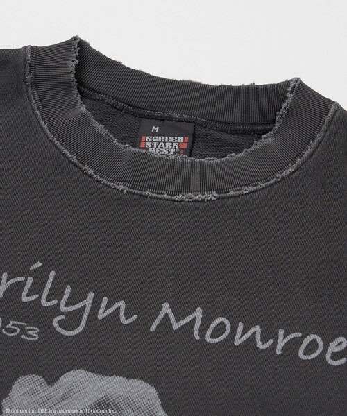 LIFE(ライフ)の「LIFE/ライフ 別注 LIFE Marilyn Monroe コラボフォト クルーネックスウェット/ダメージ加工/ユーズド加工/ビックシルエット(スウェット・メンズ・スミクロ/アッシュグレー・SMALL/MEDIUM/LARGE)」の18枚目の写真