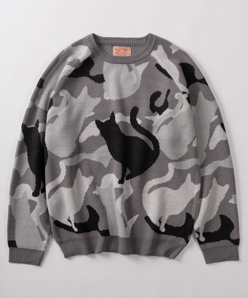 VIEDIT アニマルニットポロ グレー セール】【81】アニマルデザイン ダブルジャガード アソート クルー