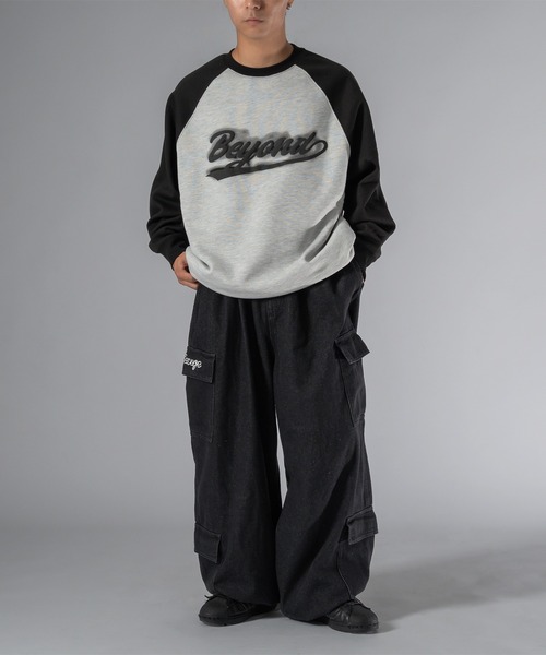 kutir（クティール）の「【低身長向けアイテム】裾絞り配色ラグランスウェット（スウェット・メンズ・ブラック/ネイビー・FREE）」の6枚目の写真