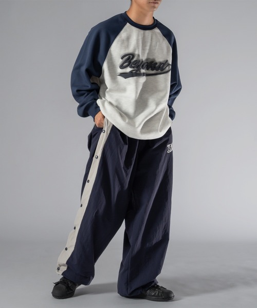 kutir（クティール）の「【低身長向けアイテム】裾絞り配色ラグランスウェット（スウェット・メンズ・ブラック/ネイビー・FREE）」の16枚目の写真