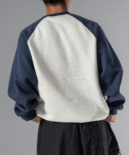 kutir（クティール）の「【低身長向けアイテム】裾絞り配色ラグランスウェット（スウェット・メンズ・ブラック/ネイビー・FREE）」の15枚目の写真