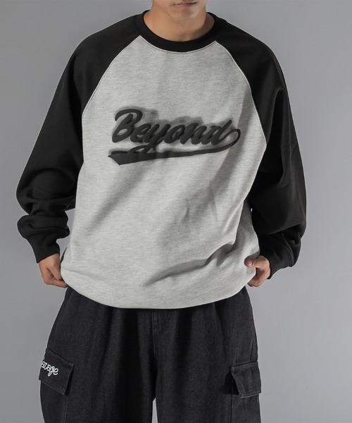 kutir（クティール）の「【低身長向けアイテム】裾絞り配色ラグランスウェット（スウェット・メンズ・ブラック/ネイビー・FREE）」の3枚目の写真