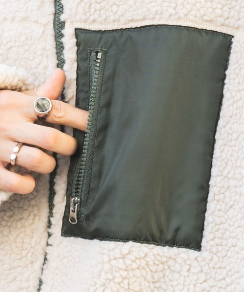 WEGO(ウィゴー)の「WEGO/ボアブルゾン(ブルゾン・メンズ・ブラック/ホワイト/ベージュ・MEDIUM/LARGE)」の8枚目の写真