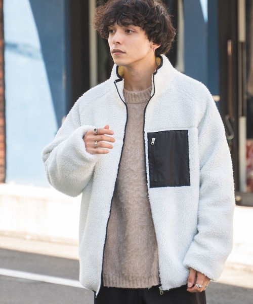 WEGO(ウィゴー)の「WEGO/ボアブルゾン(ブルゾン・メンズ・ブラック/ホワイト/ベージュ・MEDIUM/LARGE)」の11枚目の写真