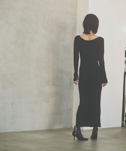 HANNE（アン）の「2WAYリブニットワンピース（ワンピース・レディース・ブラック/グレー・FREE）」の4枚目の写真