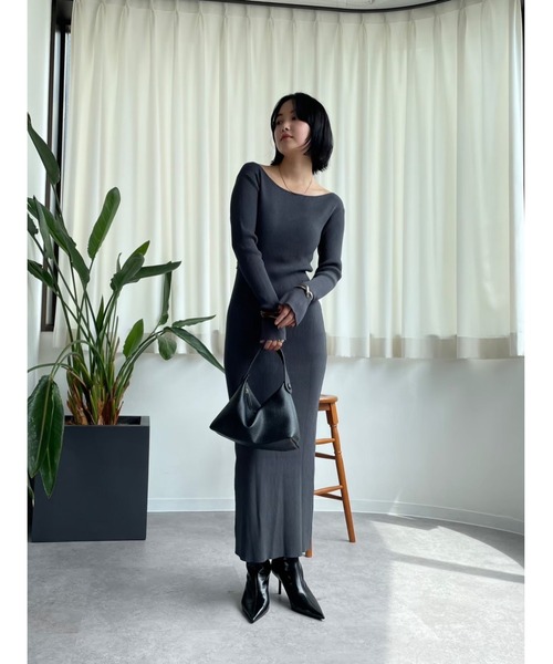 HANNE（アン）の「2WAYリブニットワンピース（ワンピース・レディース・ブラック/グレー・FREE）」の19枚目の写真