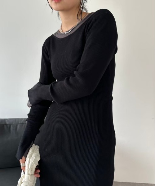 HANNE（アン）の「2WAYリブニットワンピース（ワンピース・レディース・ブラック/グレー・FREE）」の10枚目の写真