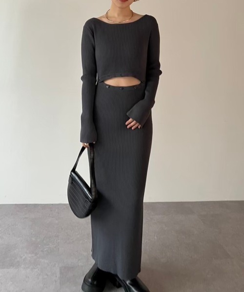 HANNE（アン）の「2WAYリブニットワンピース（ワンピース・レディース・ブラック/グレー・FREE）」の15枚目の写真