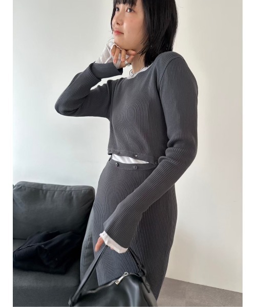HANNE（アン）の「2WAYリブニットワンピース（ワンピース・レディース・ブラック/グレー・FREE）」の17枚目の写真