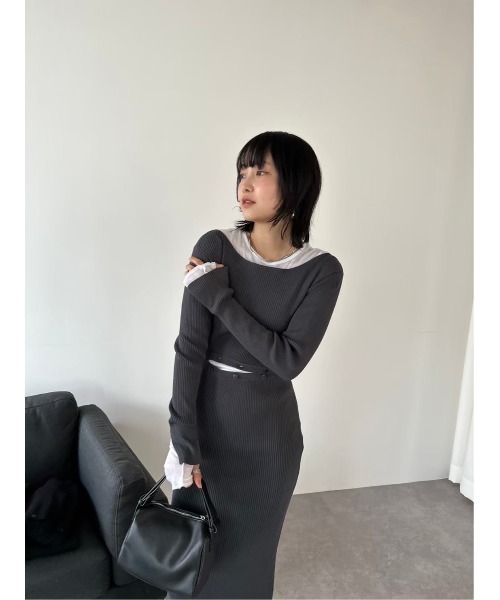HANNE（アン）の「2WAYリブニットワンピース（ワンピース・レディース・ブラック/グレー・FREE）」の18枚目の写真
