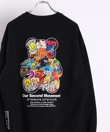 2ND ARCHIVE ハンドサイン・くまモチーフクルーネックトレーナー