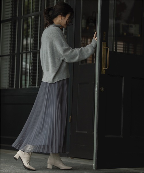 OPAQUE.CLIP(オペークドットクリップ)の「◆≪通勤・セレモニー対応≫ チュールプリーツフレアスカート【洗濯機洗い可】(スカート・レディース・ネイビー/チャコールグレー/ライトベージュ・36/42/38/40)」の7枚目の写真