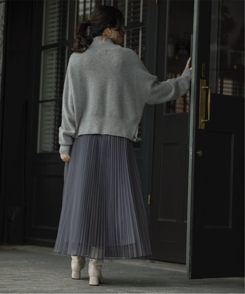 OPAQUE.CLIP(オペークドットクリップ)の「◆≪通勤・セレモニー対応≫ チュールプリーツフレアスカート【洗濯機洗い可】(スカート・レディース・ネイビー/チャコールグレー/ライトベージュ・36/42/38/40)」の8枚目の写真