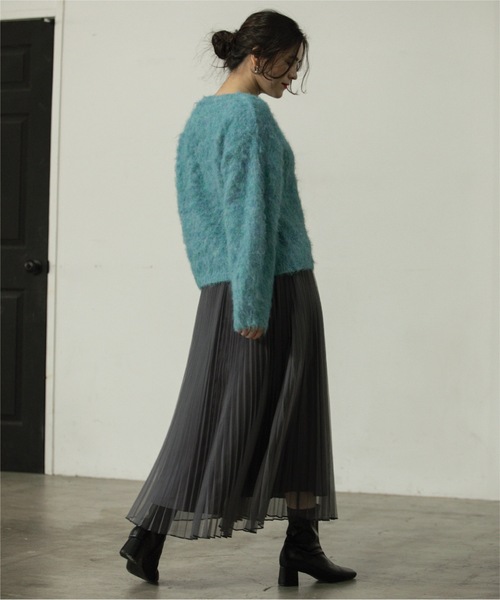 OPAQUE.CLIP(オペークドットクリップ)の「◆≪通勤・セレモニー対応≫ チュールプリーツフレアスカート【洗濯機洗い可】(スカート・レディース・ネイビー/チャコールグレー/ライトベージュ・36/42/38/40)」の12枚目の写真