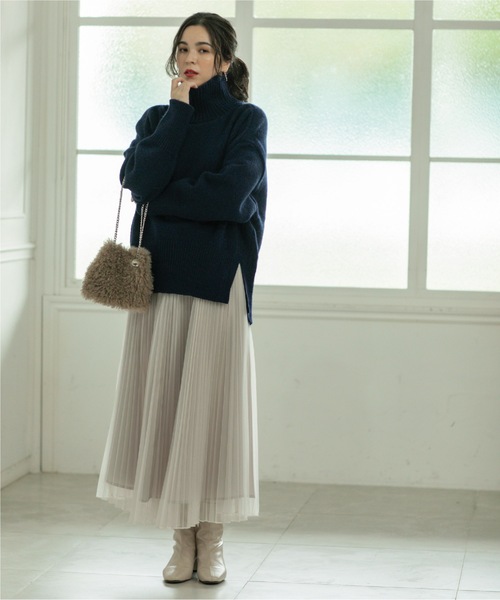 OPAQUE.CLIP(オペークドットクリップ)の「◆≪通勤・セレモニー対応≫ チュールプリーツフレアスカート【洗濯機洗い可】(スカート・レディース・ネイビー/チャコールグレー/ライトベージュ・36/42/38/40)」の20枚目の写真