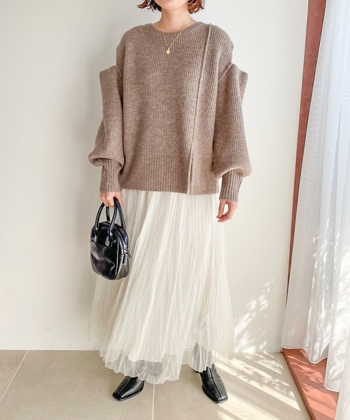 LOWRYS FARM（ローリーズファーム）の「スリットニットプルオーバーLS　988742（ニット/セーター・レディース・グレー/ブラウン/ベージュ・FREE）」の16枚目の写真