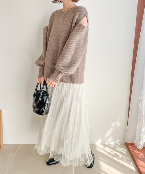 LOWRYS FARM（ローリーズファーム）の「スリットニットプルオーバーLS　988742（ニット/セーター・レディース・グレー/ブラウン/ベージュ・FREE）」の17枚目の写真