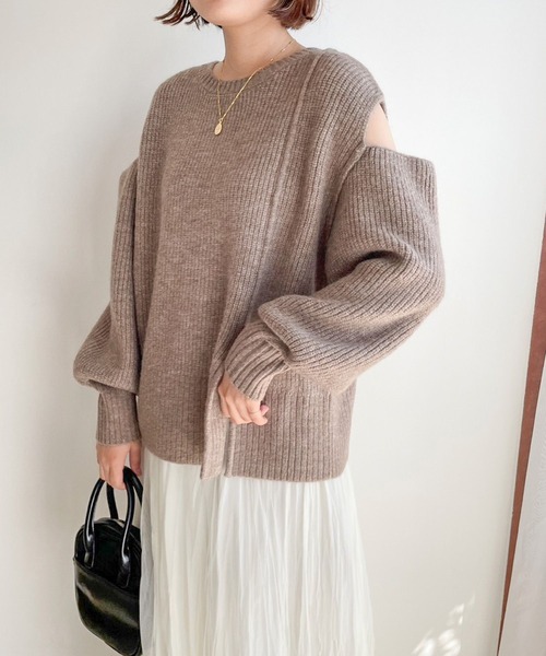 LOWRYS FARM（ローリーズファーム）の「スリットニットプルオーバーLS　988742（ニット/セーター・レディース・グレー/ブラウン/ベージュ・FREE）」の19枚目の写真