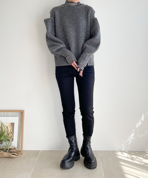 LOWRYS FARM（ローリーズファーム）の「スリットニットプルオーバーLS　988742（ニット/セーター・レディース・グレー/ブラウン/ベージュ・FREE）」の22枚目の写真