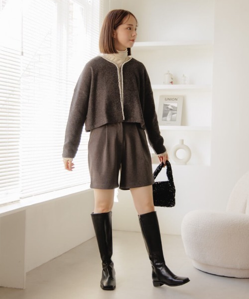 flower（フラワー）の「パーリーカーディガン（Tシャツ/カットソー・レディース・グレー/ブラック・FREE）」の13枚目の写真