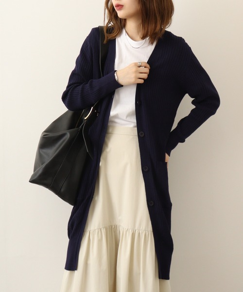 atONE(アットワン)の「atONE コットンニットロングカーディガン(カーディガン/ボレロ・レディース・ネイビー/杢グレー/ブラック/グレイッシュベージュ・M/LL/3L/L/4L)」の4枚目の写真