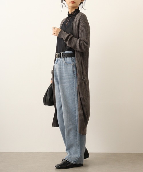 atONE(アットワン)の「atONE コットンニットロングカーディガン(カーディガン/ボレロ・レディース・ネイビー/杢グレー/ブラック/グレイッシュベージュ・M/LL/3L/L/4L)」の19枚目の写真