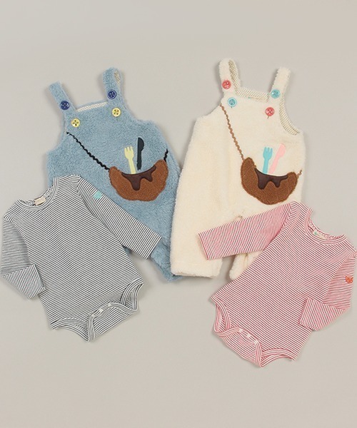 baby cheer(ベイビーチアー)の「クロワッサンサロペット&ボディスーツSET(ロンパース・キッズ・サックスブルー/キナリ・70-80cm)」の5枚目の写真