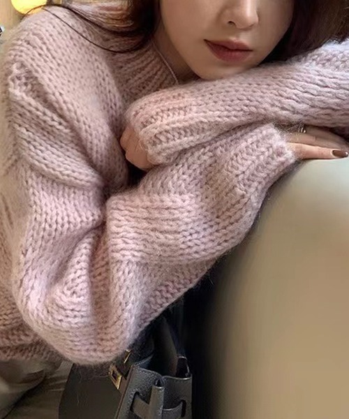 VitaFelice（ヴィータフェリーチェ）の「ケーブル編みニット プルオーバー 【長袖】（ニット/セーター・レディース・ピンク/ブルー/ベージュ/ブラウン・FREE）」の14枚目の写真