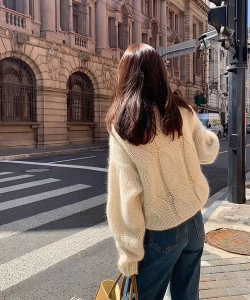 VitaFelice（ヴィータフェリーチェ）の「ケーブル編みニット プルオーバー 【長袖】（ニット/セーター・レディース・ピンク/ブルー/ベージュ/ブラウン・FREE）」の17枚目の写真