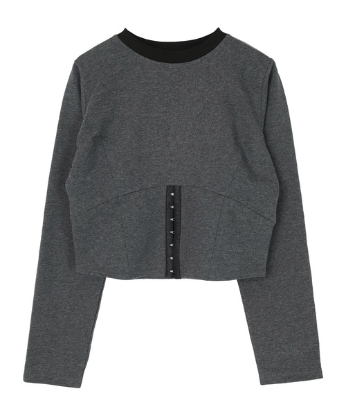 miette(ミエット)の「コルセットデザインミニ裏毛トップス(Tシャツ/カットソー・レディース・オフホワイト/ネイビー/チャコール・FREE)」の5枚目の写真