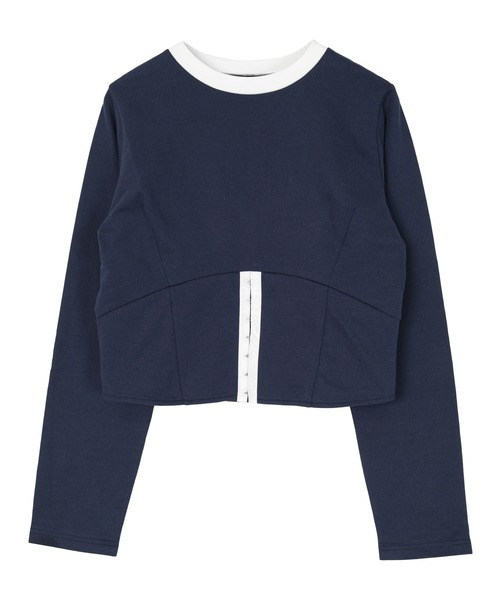 miette(ミエット)の「コルセットデザインミニ裏毛トップス(Tシャツ/カットソー・レディース・オフホワイト/ネイビー/チャコール・FREE)」の6枚目の写真