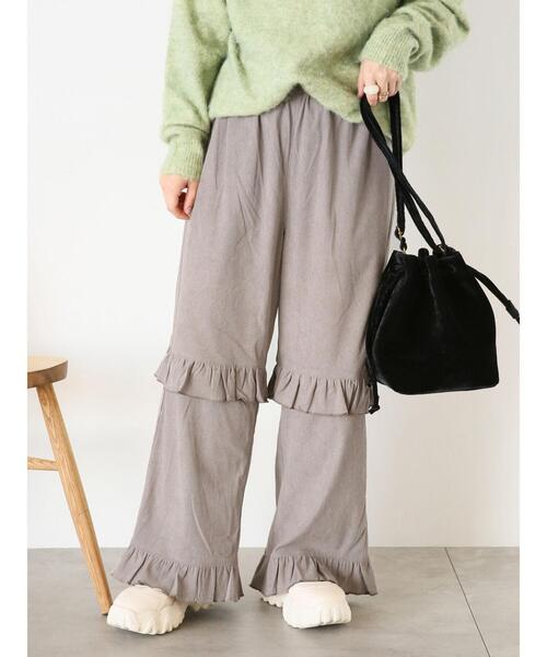 ehka sopo（エヘカソポ）の「コーデュロイフリルパンツ（その他パンツ・レディース・ブラック/グレー/キナリ・F）」の3枚目の写真