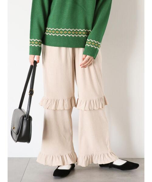 ehka sopo（エヘカソポ）の「コーデュロイフリルパンツ（その他パンツ・レディース・ブラック/グレー/キナリ・F）」の4枚目の写真