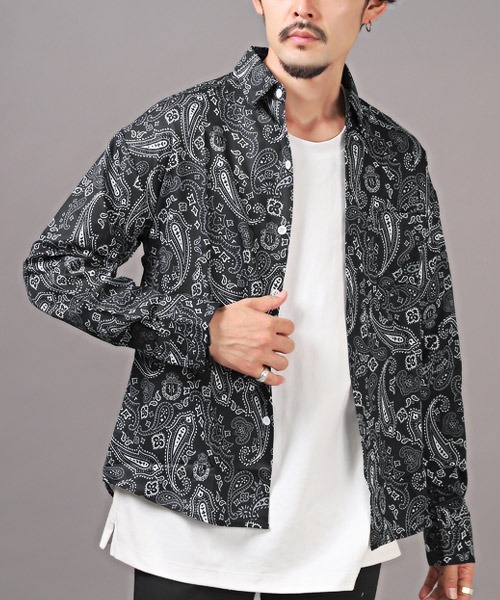 LUXSTYLE(ラグスタイル)の「総柄長袖シャツ(シャツ/ブラウス・メンズ・E/D/A/B/C/F・M/L)」の2枚目の写真