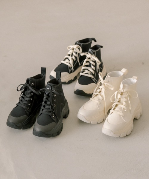 OLIVE des OLIVE（オリーブデオリーブ）の「【S/M/Lサイズ展開】ハイカットスニーカー　1041130030（スニーカー・レディース・ブラック/オフホワイト/ブラック系その他・SMALL/MEDIUM/LARGE）」の4枚目の写真