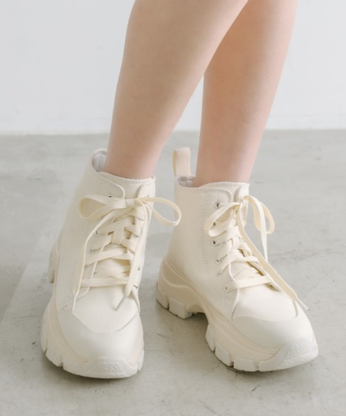 OLIVE des OLIVE（オリーブデオリーブ）の「【S/M/Lサイズ展開】ハイカットスニーカー　1041130030（スニーカー・レディース・ブラック/オフホワイト/ブラック系その他・SMALL/MEDIUM/LARGE）」の5枚目の写真