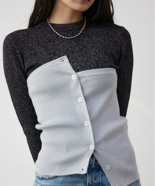 AZUL by moussy(アズールバイマウジー)の「ラメニットビスチェ(ベスト・レディース・ブラック/シルバー/ミント・FREE)」の3枚目の写真