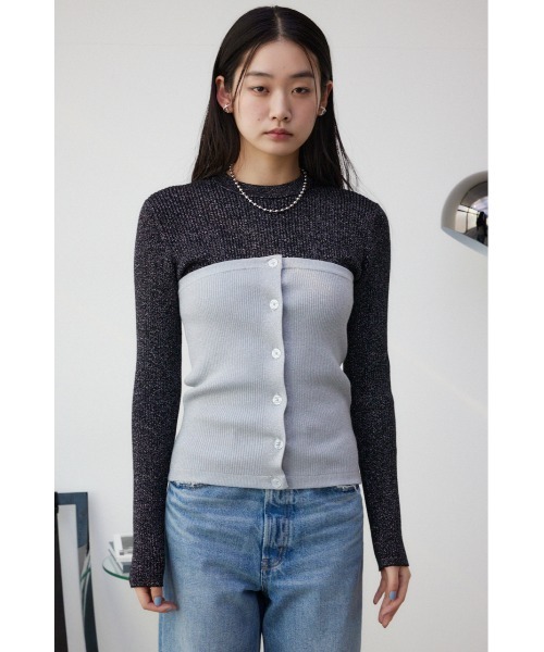 AZUL by moussy(アズールバイマウジー)の「ラメニットビスチェ(ベスト・レディース・ブラック/シルバー/ミント・FREE)」の16枚目の写真