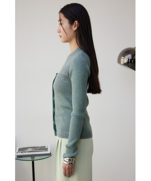 AZUL by moussy(アズールバイマウジー)の「ラメニットビスチェ(ベスト・レディース・ブラック/シルバー/ミント・FREE)」の8枚目の写真