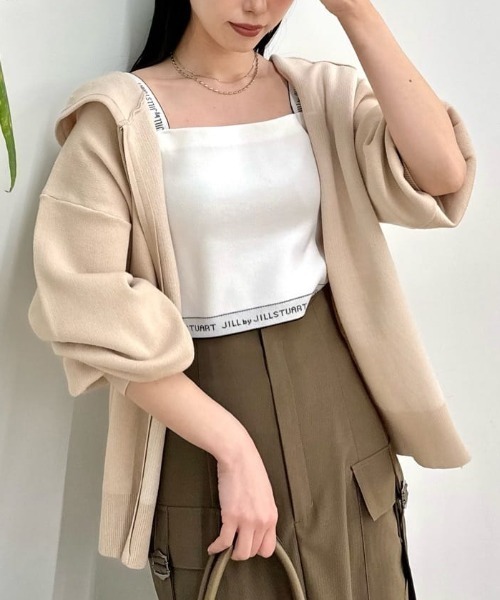 JILL by JILL STUART(ジルバイジルスチュアート)の「◇ニットフーディーパーカー(ニット/セーター・レディース・グレー系その他/ベージュ・FREE)」の1枚目の写真