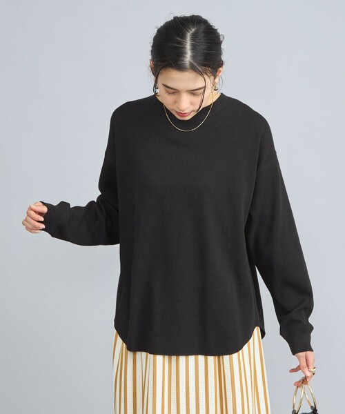 coen(コーエン)の「ハニカムロングスリーブTシャツ(Tシャツ/カットソー・レディース・その他1/その他2/ナチュラル/ブラック・M/L)」の1枚目の写真