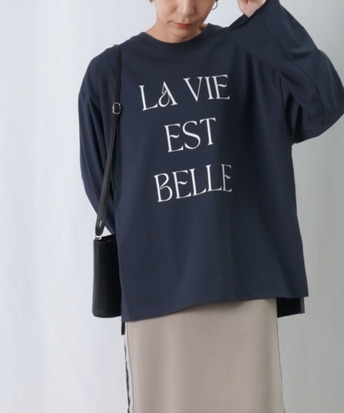 LUCA/LADY LUCK LUCA(ルカ/レディラックルカ)の「LC/LLL ワイド袖ロゴロンT(Tシャツ/カットソー・レディース・オフホワイト/ライトカーキ/ネイビー・FREE)」の3枚目の写真