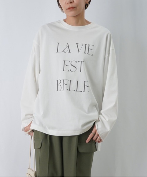 LUCA/LADY LUCK LUCA(ルカ/レディラックルカ)の「LC/LLL ワイド袖ロゴロンT(Tシャツ/カットソー・レディース・オフホワイト/ライトカーキ/ネイビー・FREE)」の8枚目の写真