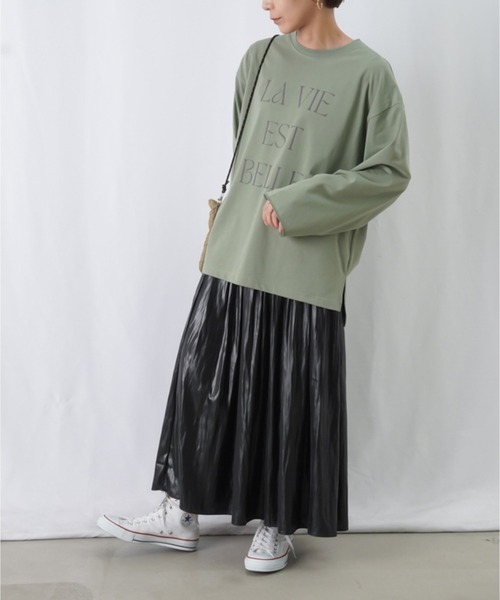 LUCA/LADY LUCK LUCA(ルカ/レディラックルカ)の「LC/LLL ワイド袖ロゴロンT(Tシャツ/カットソー・レディース・オフホワイト/ライトカーキ/ネイビー・FREE)」の10枚目の写真